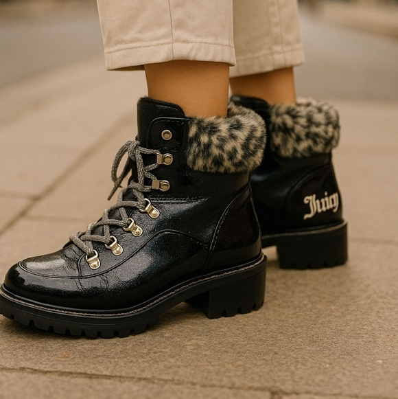 Juicy Couture Indulgence Faux Fur Combat Boots (Size 9.5M) - Picture 1 of 8
